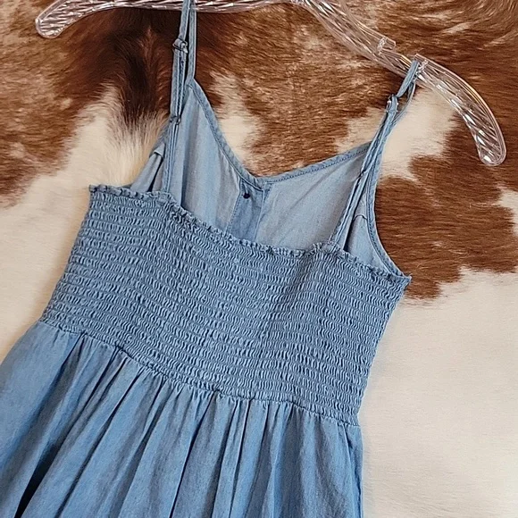 Light Blue Denim Button-Front Sundress - Picture 3 of 4